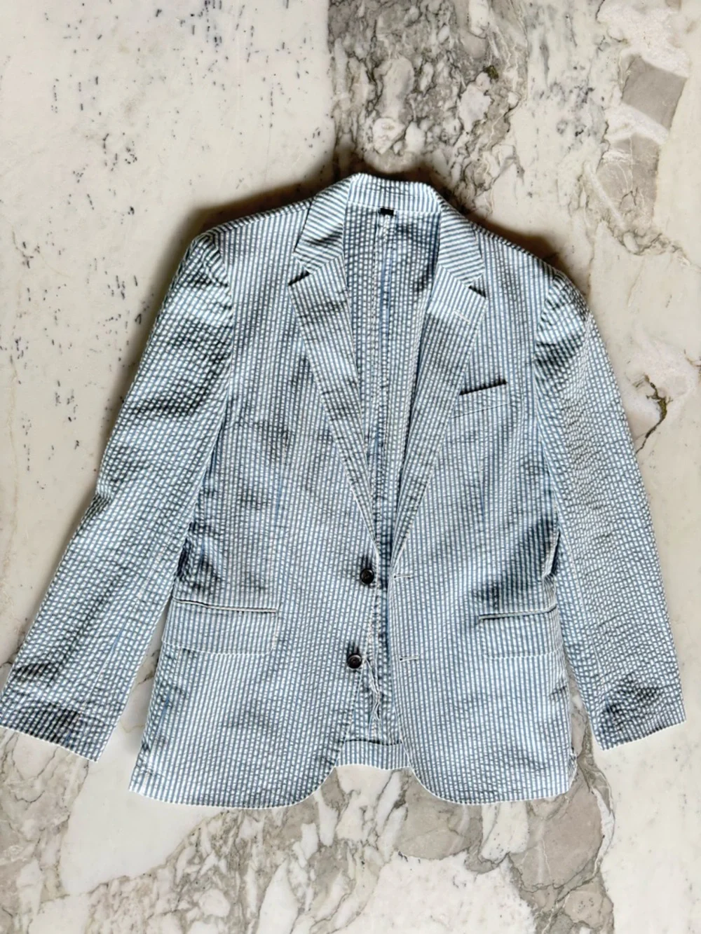 J. Crew Light Blue & White Seersucker Blazer